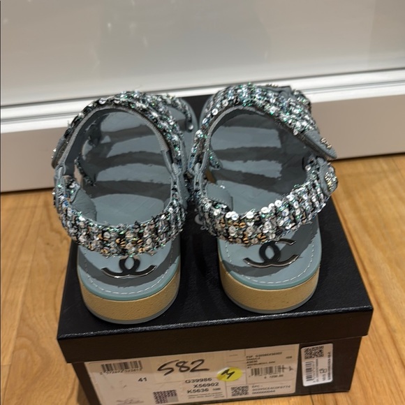 Chanel Blue Sequin Sandals brand new in box with dust bag size EUR 41 - Picture 8 of 10